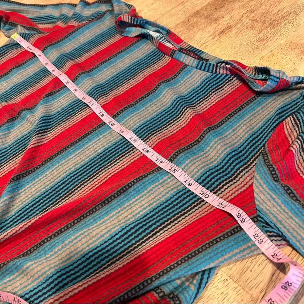 🌿Crazy Train Boho Striped Bell Sleeve Blouse XL‎ - Multicolor Western Boho Top - Picture 4 of 6